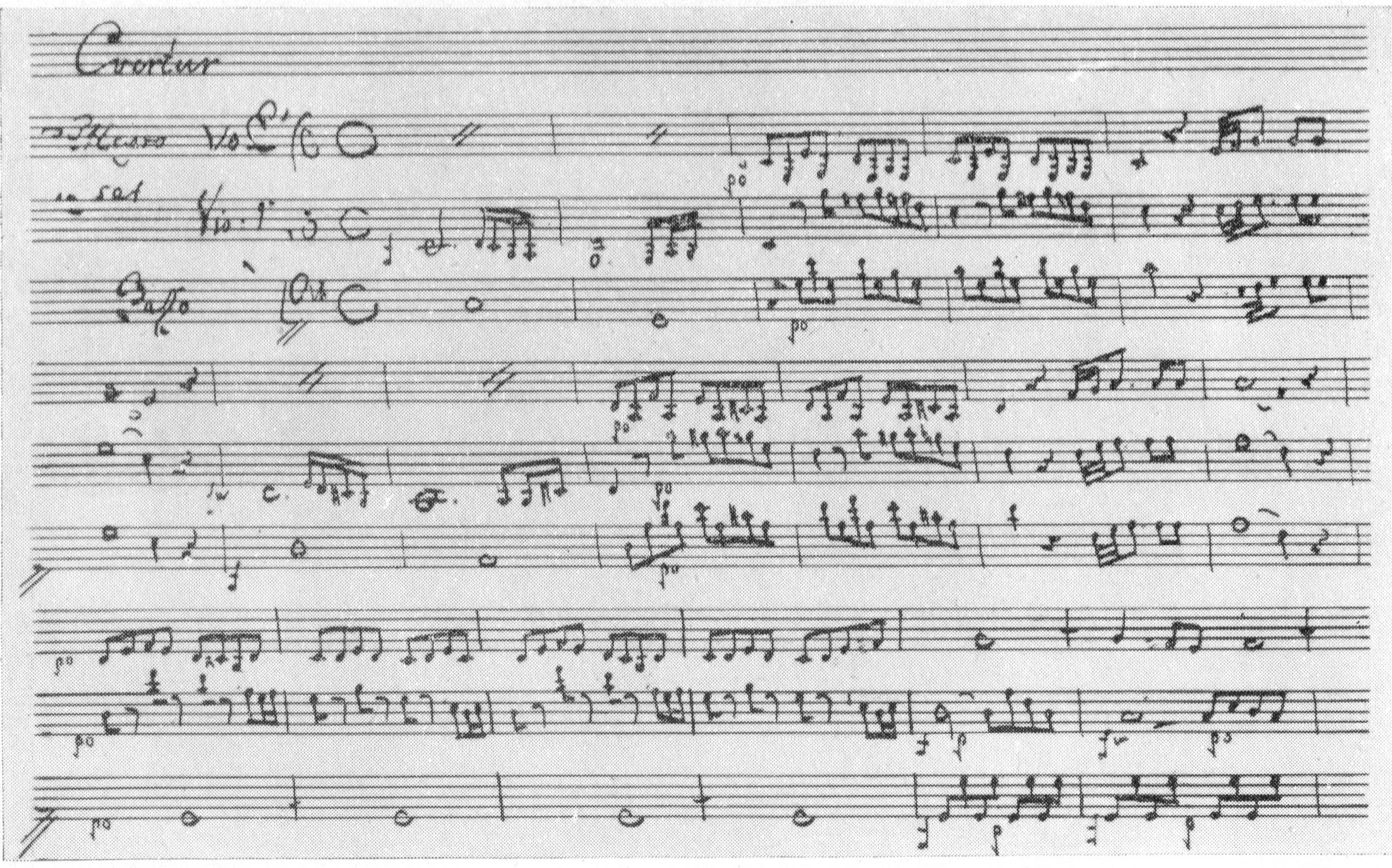 Перша сторінка партитури опери «Сокіл». Рукописна копія XVIII ст.